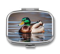 Mallard Duck - Portapillole da viaggio, portatile, impermeabile, per uso quotidiano, piccolo contenitore per medicine, vitamine, olio di pesce, merluzzo, olio di fegato, tappi per le orecchie