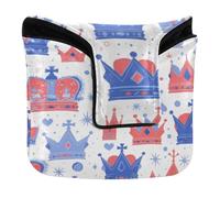 Mallet - Copri testa per putter e mazze da golf, chiusura magnetica, impermeabile, in pelle PU, colore: rosso, bianco e blu, motivo: corona Union Jack
