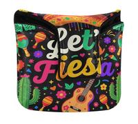 Mallet - Copritesta magnetico per putter da uomo e donna, impermeabile, in pelle PU, motivo: Cinco De Mayo, Chemise En Forme De Cactus Mexicain con iscrizione Lets Fiesta Party