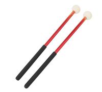 Mallet da timpani professionale Testa in feltro di lana morbida Anti Slip Gusta in gomma Sticchi a percussione in lega per tamburi in marcia Trumi Timani Cembals 2 pezzi (Rosso)