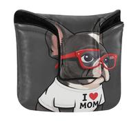 Mallet Putter - Copritesta per putter, magnetico, per uomini e donne, in pelle PU, impermeabile, per donne e ragazze, con scritta "I Heart Mom Love Mama Boston Terrier Dog Lover"