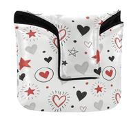 Mallet Putter Head Covers Magnetic Snap Putter Headcover per Mallet Square PU Pelle Impermeabile San Valentino Doodle Cuore Stella