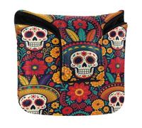 Mallet Putter Head Covers Magnetico Golf Regali per Uomini e Donne PU Pelle Impermeabile Fleurs Sugar Skull Cinco De Mayo Mexicain Dia De Los Muertos