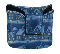 Mallet Style Putter Cover con chiusura magnetica Golf Regali per la maggior parte delle marche PU Pelle Impermeabile Magico Natale Villaggio Notte Pattern