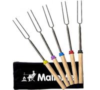 MalloMe Bastoncini per arrostire Marshmallow - Spiedini Smores per Kit braciere - Accessori da Campeggio per Hot Dog Campfire Marshmellow Forchetta Lunga 32 Pollici - Confezione da 5