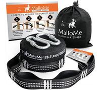 MalloMe Cinghie per Amaca XL - Cinghie per Alberi per Amaca Set 2000+ LBS Heavy Duty 40 Anelli e Kit di Sistema di Sospensione Senza Elasticità al 100% | 2 moschettoni | 12 Piedi