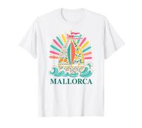 Mallorca Carino Agrumi Floreale Barca a Vela Divertimento Alba e Onde Maglietta