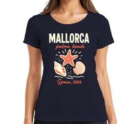 Mallorca Palma Beach Spain 2026 - Maglietta da donna con stella marina, blu