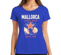 Mallorca Palma Beach Spain 2026 - Maglietta da donna con stella marina, Blu