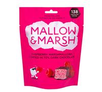 Mallow & Marsh Bolsa de Compartir Marshmallow con Recubierto de Frambuesa en 70% Chocolate Oscuro, paquete múltiple 6 x 100g