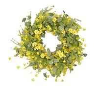Malloy 1 Pezzo di Fiore Artificiale Ghirlanda Primaverile Ghirlanda di Fattoria con Ghirlanda di Foglie di Eucalipto 22 Pollici per la Parete della Porta D'Ingresso