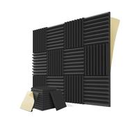 Malloy 12 Pezzi In Schiuma Fonoassorbenti con Autoadesivo, Acustici Insonorizzati da Parete 1x12x12 Pollici per Giochi e Studio, Neri