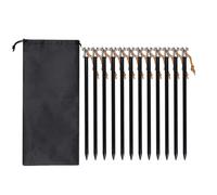 Malloy 12 PZ 23 cm Picchetti per Tende da Esterno Chiodi da Terra con Chiodi Antivento Accessori da Fissaggio della Nero