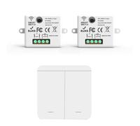 Malloy 2 Pcs Interruttore A Parete Luminoso Wireless RETTAGLIO 433MHz Relicevitore con Trasmissione A LED 1x 2Gang Switch Control per Lampada LED