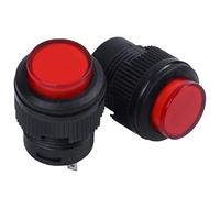 Malloy 2 pezzi 4 terminali della lampada LED rosso momentanea Pulsante interruttore DC 3V
