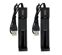 Malloy 2Pcs Caricabatterie per Batterie 18650 USB Caricabatterie Universale A Singola Fessura con Design A Scorrimento per Batterie al Litio Ricaricabili