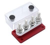 Malloy 600A Bus Bar 4-Stud (3/8 Pollice) M10 Morsettiera Sbarra Bus nel Rame Ad Alta Corrente Marine DC 12V 24V 48V con Coperchio (Rosso)