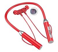 Malloy Auricolare Bluetooth Wireless Tipo di Collo Riduzione del Rumore Stereo Scheda Plug-in Universale Sport Ear Headset Mic,Rosso