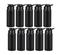 Malloy Borraccia d'Acqua da 10 Pezzi Bottiglie Riutilizzabili da 600 Ml Borraccia con Coperchio A Scatto per Palestra Sport Escursionismo Pesca Nero