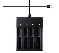 Malloy Caricabatterie 4Bay Smart 18650, Caricabatterie Universale per Torce agli di Litio da 3,7 Volt, Batterie Ricaricabili 18650