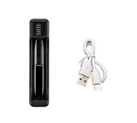 Malloy Caricatore Intelligente per Batteria al Litio da 4,2 V con di Tipo C per Batteria 14500 26650 18650, 1 Slot
