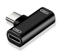 Malloy Doppio Adattatore 3 in 1 Convertitore di Caricabatterie di Tipo C per Tipo C per Smartphone Aurfosarte per Cuffie Nero