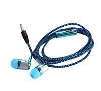 Malloy H-169 3.5mm MP3 MP4 Cablaggio Intrecciato per subwoofer, Cuffie Musicali universali con Controllo Filo di Grano (Blu)