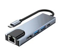 Malloy Hub Multiport di Tipo C: da 5 in 1 USB C A -Compatibile 4K, RJ45, Docking Stazione USB 3.0 per Laptop
