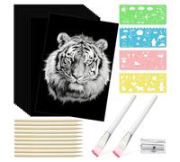 Malloy Kit Arte Carta da Grattare 67 Pezzi per Bambini e Adulti, Set da Scratchboard, 50 Fogli 8.5 X 11.0 Pollici A4 Carta da Grattare Nera Rivestita.