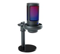 Malloy Microfono USB A Condensatore in Metallo Registrazione Professionale in Streaming con Microfono per Podcast da Tavolo con Luce RGB, Pregevole Fattura