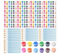 Malloy Set di 336 Mini Colori Acrilici, 24 Set, 12 Colori, Strisce di Acrilica, 48 Pezzi, Pennelli per Bambini e Adulti (2 Ml)