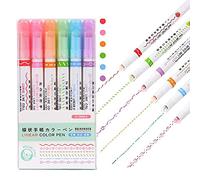 Malloy Set di Evidenziatori per Curve da 6 Pezzi con 6 Diverse Penne un Punta un Forma di Curva, Penne Colorate per Curve, Evidenziatore, Vari Colori