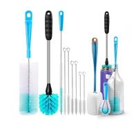 Malloy Set di Pulizia per Tubi con per Bottiglie, Detergente per Bottiglie con Manico Lungo per Lavare Bottiglie di Birra A Collo, Decanter per Vino, Tazze Strette