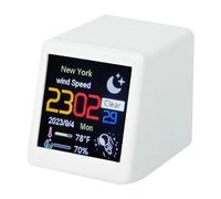 Malloy Smart WiFi Orologio Stazione Meteorologica Fai da Te Animazioni Gif Carine Decorazione Desktop Funzione Album Elettronico Mini Orologio B Facile da Installare Facile da Usare