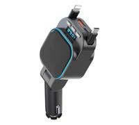 Malloy Trasmettitore FM Bluetooth 5.3 Car Lettore MP3 con Caricatore di Auto Veloce PD Type-C+QC3.0 e 2 Cavi Retrattili