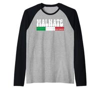 MALNATE City Italia Vintage Bandiera Italia per Gli Amanti dei Viaggi Maglia con Maniche Raglan