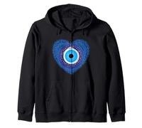 Malocchio Blu Cuore Nazar Evil Eye Protezione Greco Felpa con Cappuccio