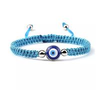 Malocchio bracciale intrecciato fortunato rosso nero colore filo catena coppia, corda a mano, acrilico Bohemian piccola(blue&silver)