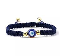 Malocchio bracciale intrecciato fortunato rosso nero colore filo catena coppia, corda a mano, acrilico Bohemian piccola(navy blue&gold)