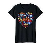 Malocchio Occhio Pace Gentilezza Amore Speranza Diversità Maglietta con Stampa Grafica Economica, Donna, Nero, XS