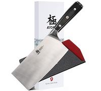 MALOGIC KYOKU Samurai Series - 7" Cleaver Knife - Full Tang - Japanese High Carbon Steel Kitchen Knives - Pakkawood Handle with Mosaic Pin - with Sheath & Case