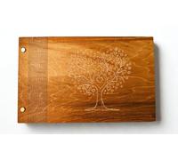 MALONA Libro degli ospiti in legno per matrimonio, battesimo o compleanno, libro dei visitatori e libro dei ricordi per ogni occasione, stile country con incisione albero della vita