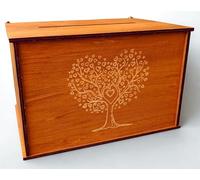 MALONA - Urna per matrimonio in legno/Scatola per biglietti e buste - Urna per anniversari e battesimi - Stile rustico con incisione Albero della Vita - Scatola dei ricordi per ogni occasione