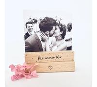 maloOo Geschenke Porta carte per sempre noi cuore in legno, set da 2 pezzi, a forma di cuore, idea regalo per fidanzata, marito, moglie, marito, moglie, marito, supporto per foto