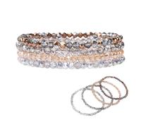 MALOUSUN Bracciale da donna con perle e perle, con pietre multistrato e perle, da donna, ideale come regalo per l'amicizia, NORM, Gemma, Nessuna pietra preziosa