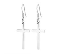 MALOYANVE Orecchini a croce in acciaio inossidabile per uomo donna personalizzati ipoallergenici minimalisti nero argento fede croce appeso moda speranza amore dea orecchini pendenti gioielli regali