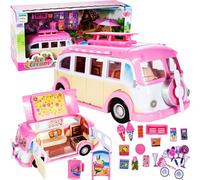 MalPlay Camper Avventura con Accessori Campeggio Roulotte per Bambole Food Tr...