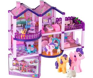 MalPlay Casa delle Bambole con Mobili, Pony e Accessori | Pieghevole | Portat...