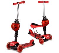 Malplay Scooter per Bambini Coccinella Scooter Scooter a tre ruote Rosso