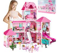 MalPlay XXL Grande villa pieghevole casa delle bambole con mobili, bambole e ...